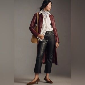 Anthropologie | Pilcro Faux-Leather Cropped Moto Pants size 28